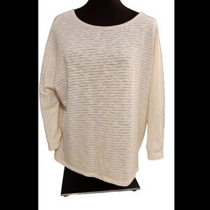 Chico's Cream and Silver Striped Top